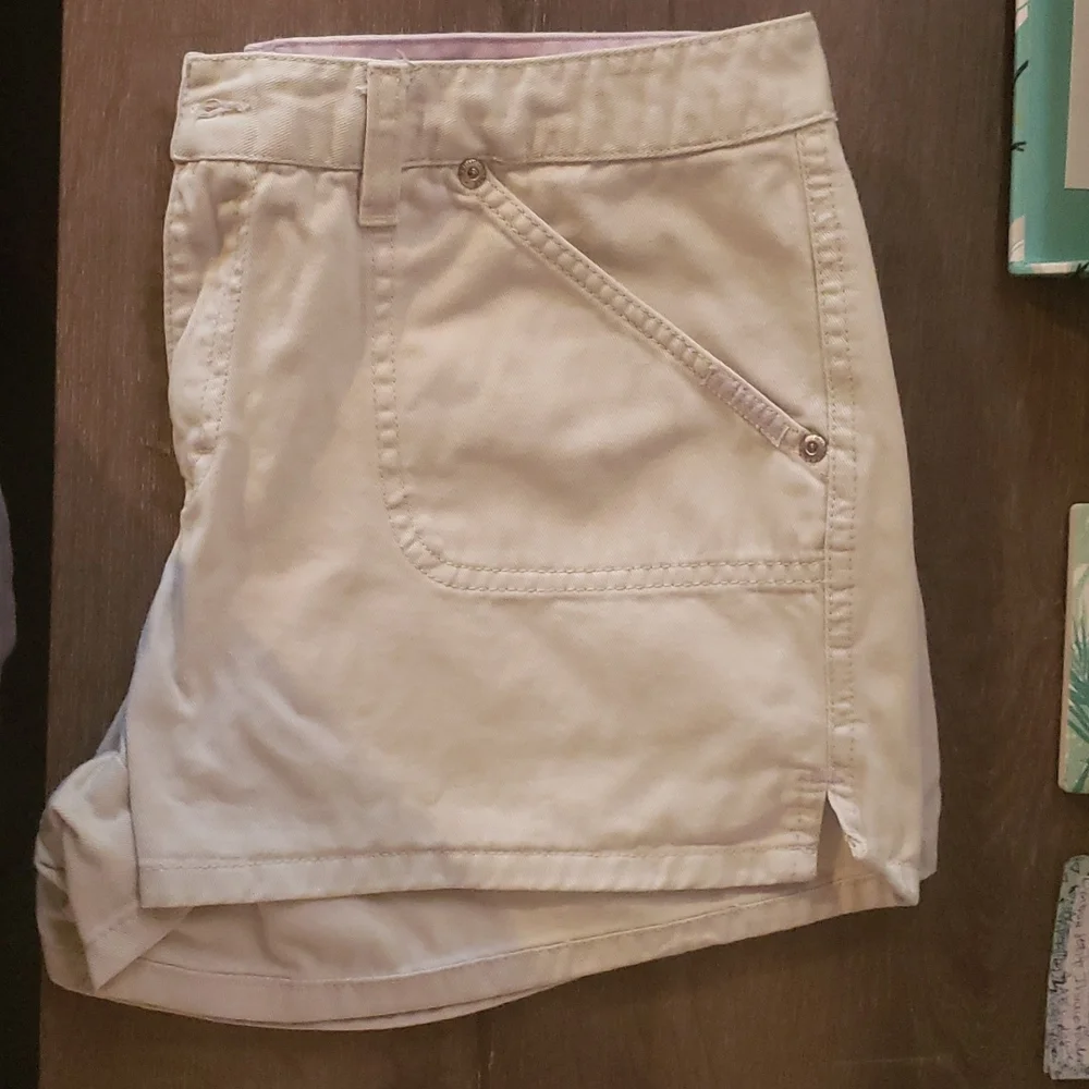 Aeropostale khaki shorts purple trim inside waist - Picture 1 of 4